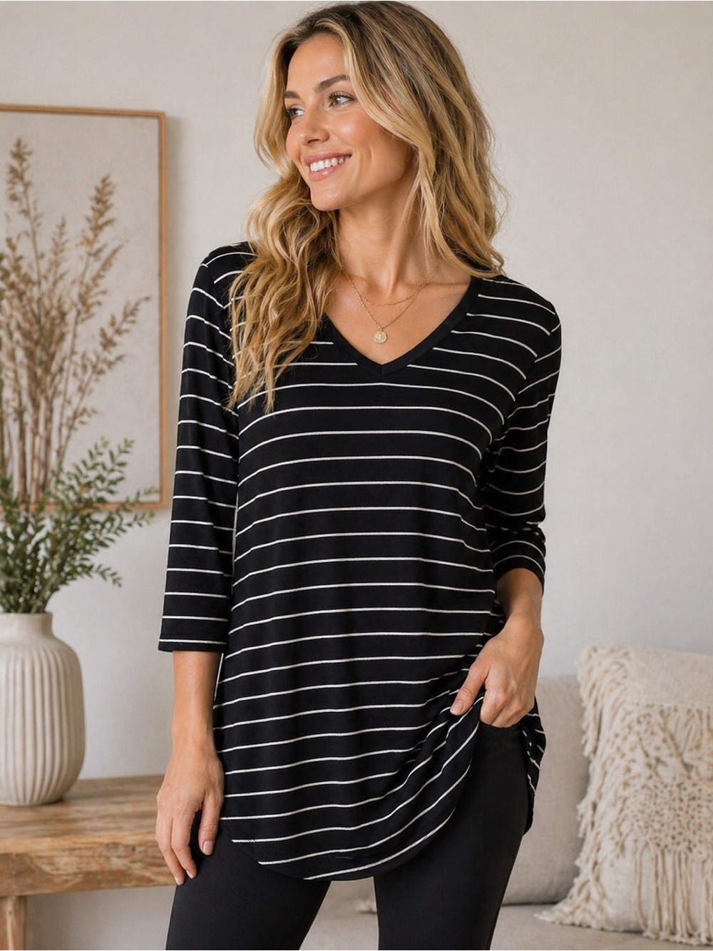 ✨ a.n.a Soft Striped Tunic Top – Size XL ✨